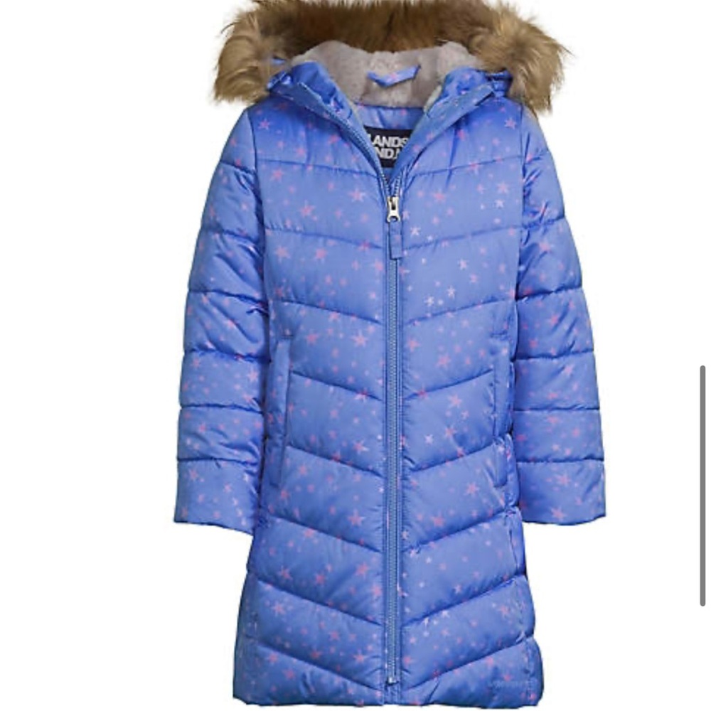 Lands' End Girls Blue Puffer Coat size S (6-7)